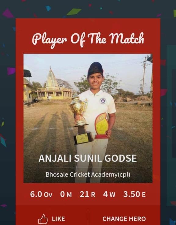 Woman of the match Anjali Sunil godse take 4 important wkts